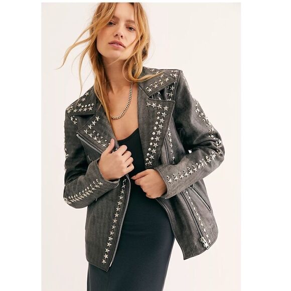 Free People Star Studded Distressed Jacket
Understated Leather - Picture 1 of 8